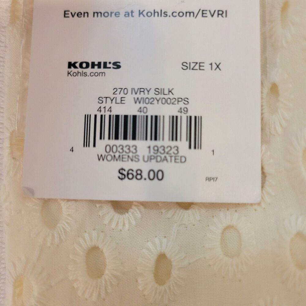 Evri Maxi Skirt Womens Size 1x Eyelet Button-Front Cream Cotton Lined Nwt $68 - Picture 6 of 10